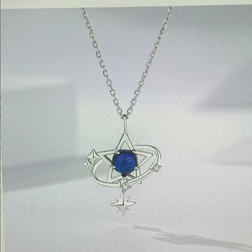 Celestial Silver Necklace with Blue Star Pendant
